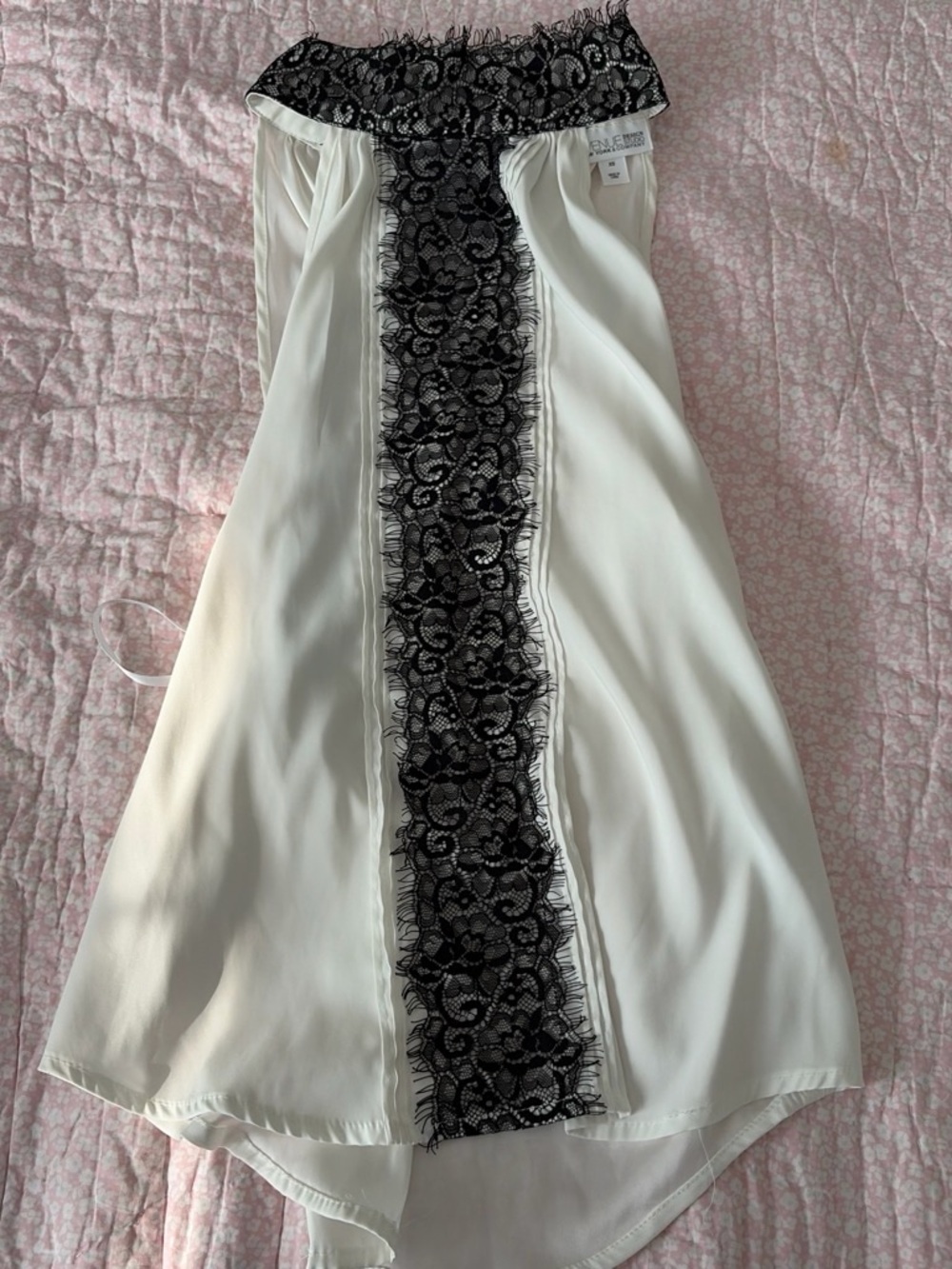 White Halter Top with Black Lace Trim